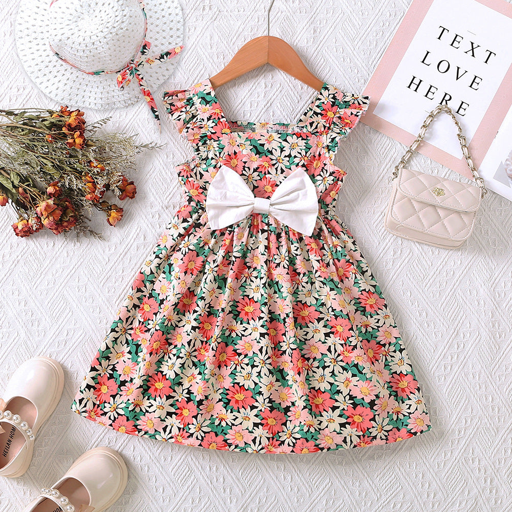 Vestito Floreale con Fiocco e cappello