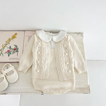 Coordinato Neonato Maglia e Culotte con Cardigan  Modello Classico