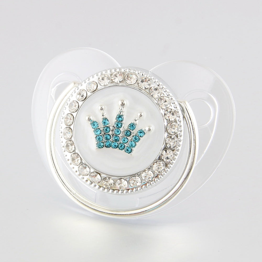 Ciuccio 6-12 mesi Corona Luxury Azzurro in Cristalli