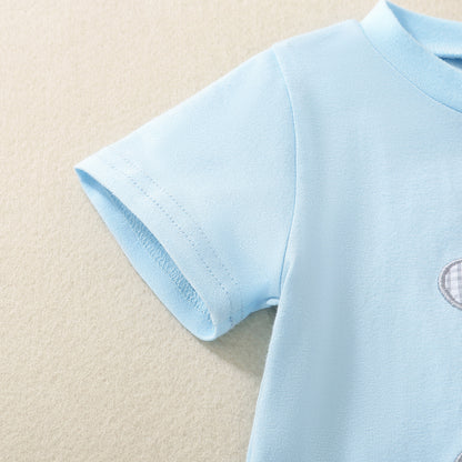 Completo Estivo Bambino  T-shirt e Shorts a Quadretti con coniglietto
