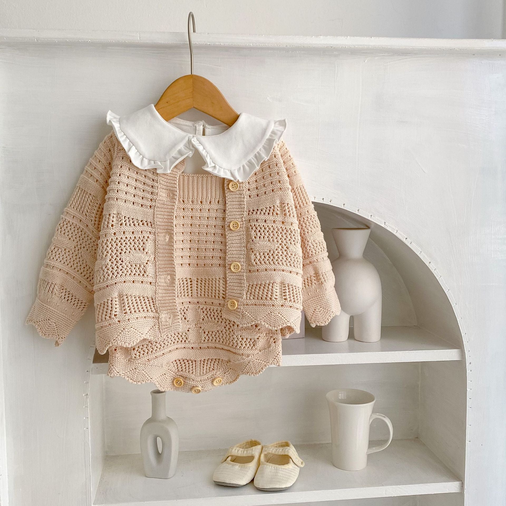 Set Neonata/ Bimba in Maglia Lavorata – Tutina e Cardigan