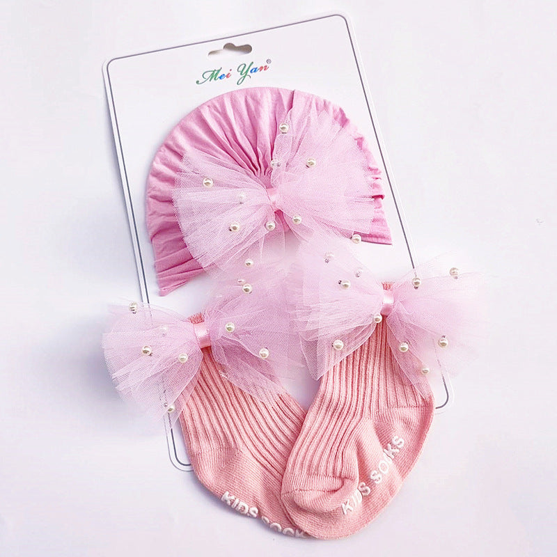 Set Fascia Turbante e Calzini con Fiocchi