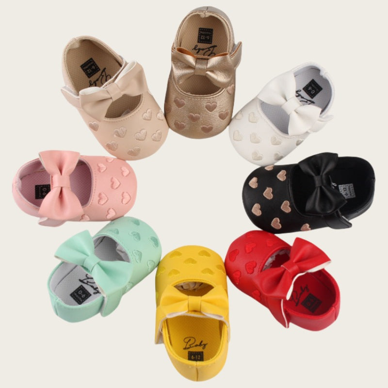 Scarpine per Neonata con Fiocco e Cuoricini