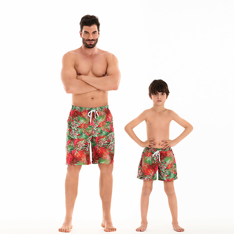 Costumi Coordinati Famiglia - Fantasia Tropicale Rosso e Verde