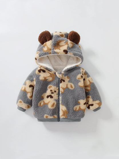 Felpa in Pile con Orsetti e Cappuccio con Orecchie – Unisex