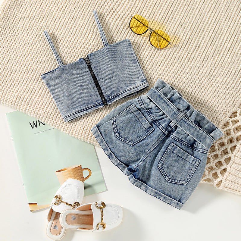 Completo Estivo Bambina: Top e Shorts in Denim