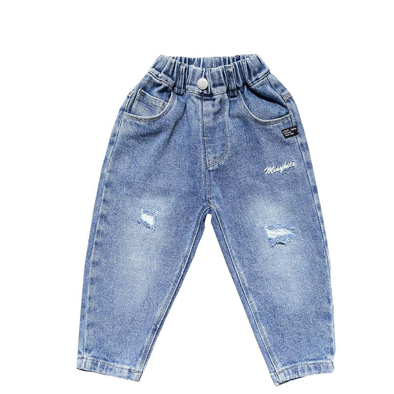 Jeans Bambino Stile Casual   Lavaggio Chiaro con Strappi