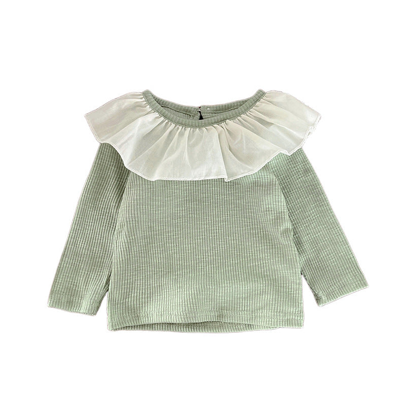 Completo per Bambina con Body Verde Salvia e Gonna in Pizzo - Stile Romantico