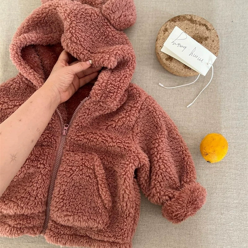 Giacca Invernale Teddy con Cappuccio e Orecchie – Baby Unisex