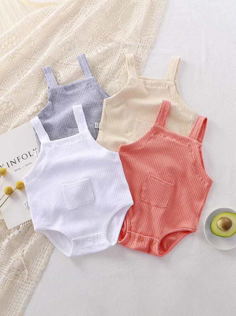 Body estivo neonato a costine con bretelle