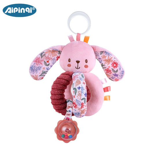Giostrina Sonaglino Peluche – Coniglietto o Elefantino Rosa con Anello e Sonagli