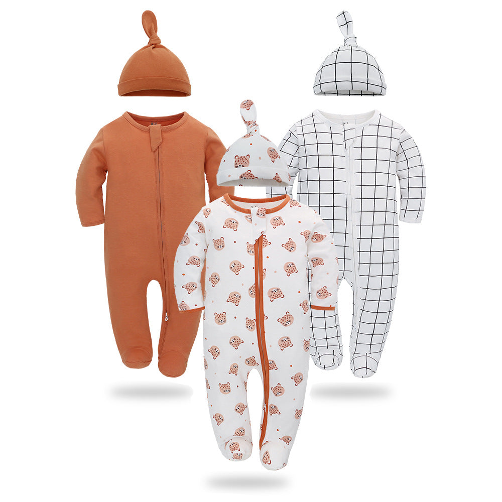 Set 3 Tutine Bimbo con Cappellini  Stampa Tigrotto, Ruggine & Geometrico