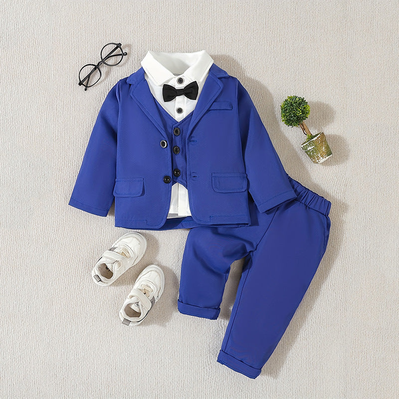 Completo Elegante per Bambini in Blu Royal con Papillon Nero