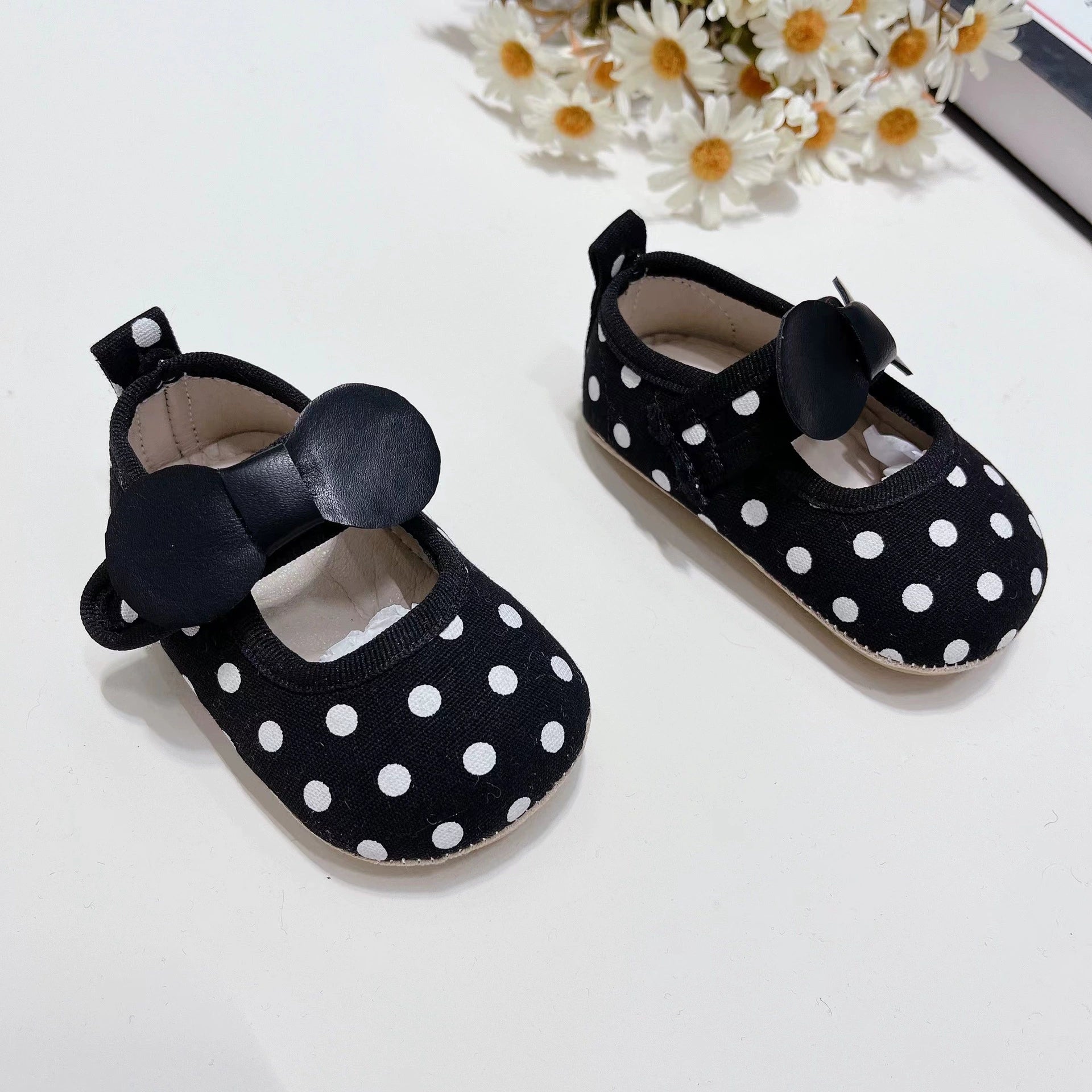 Ballerine Baby Pois con Fiocco Orecchie – Antiscivolo e Comode