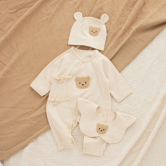 Coordinato Set Neutro Neonato/a Bimbo/ Bimba  3 pezzi – Orsetto coccoloso beige
