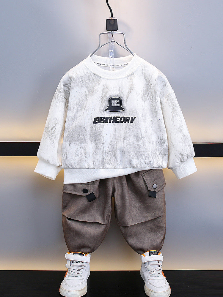 Set Bambino 2 Pezzi – Felpa a Effetto Marmorizzato con Pantaloni Cargo