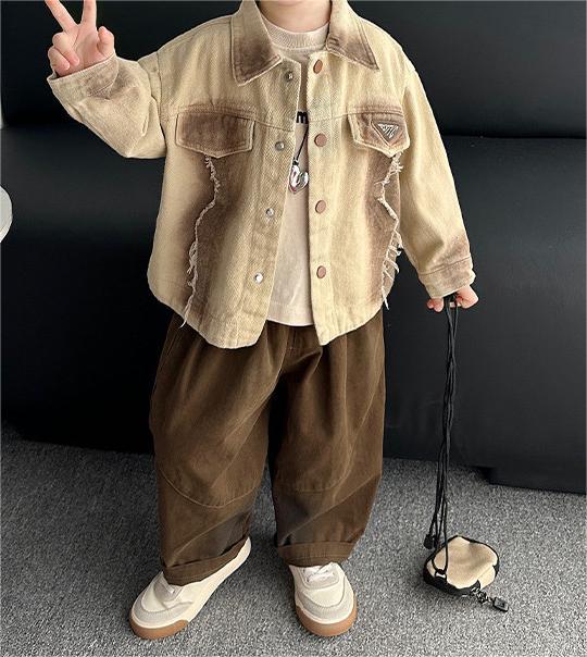 Completo bambino casual in denim e cotone 3 pezzi