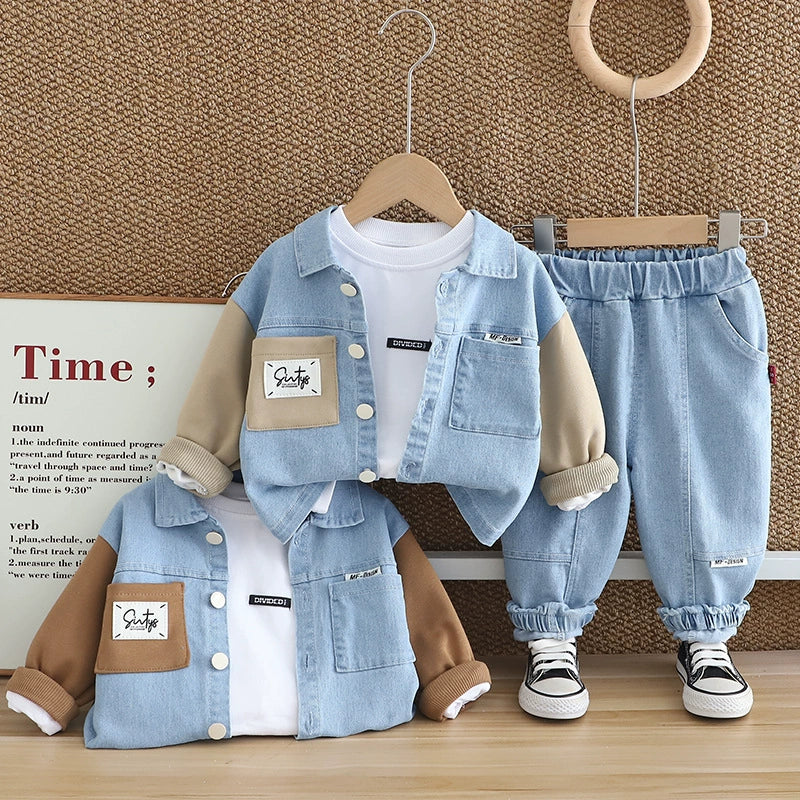 Completo denim sportivo per bimbo