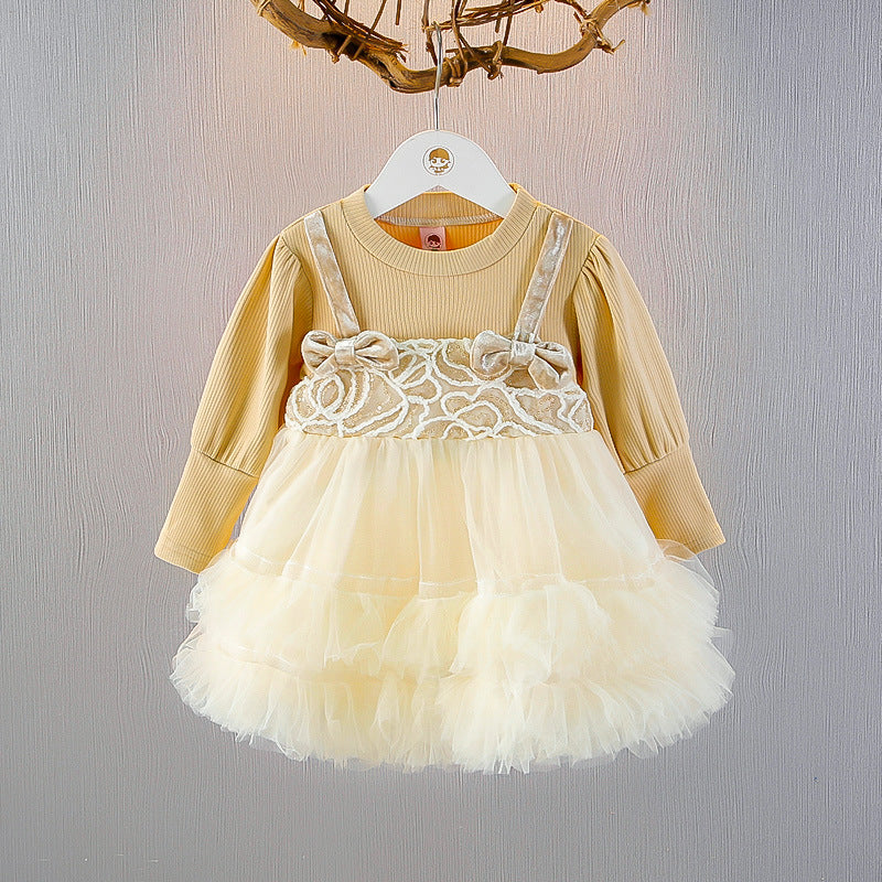 Abito Elegante Bambina con Tulle e Dettagli in Velluto