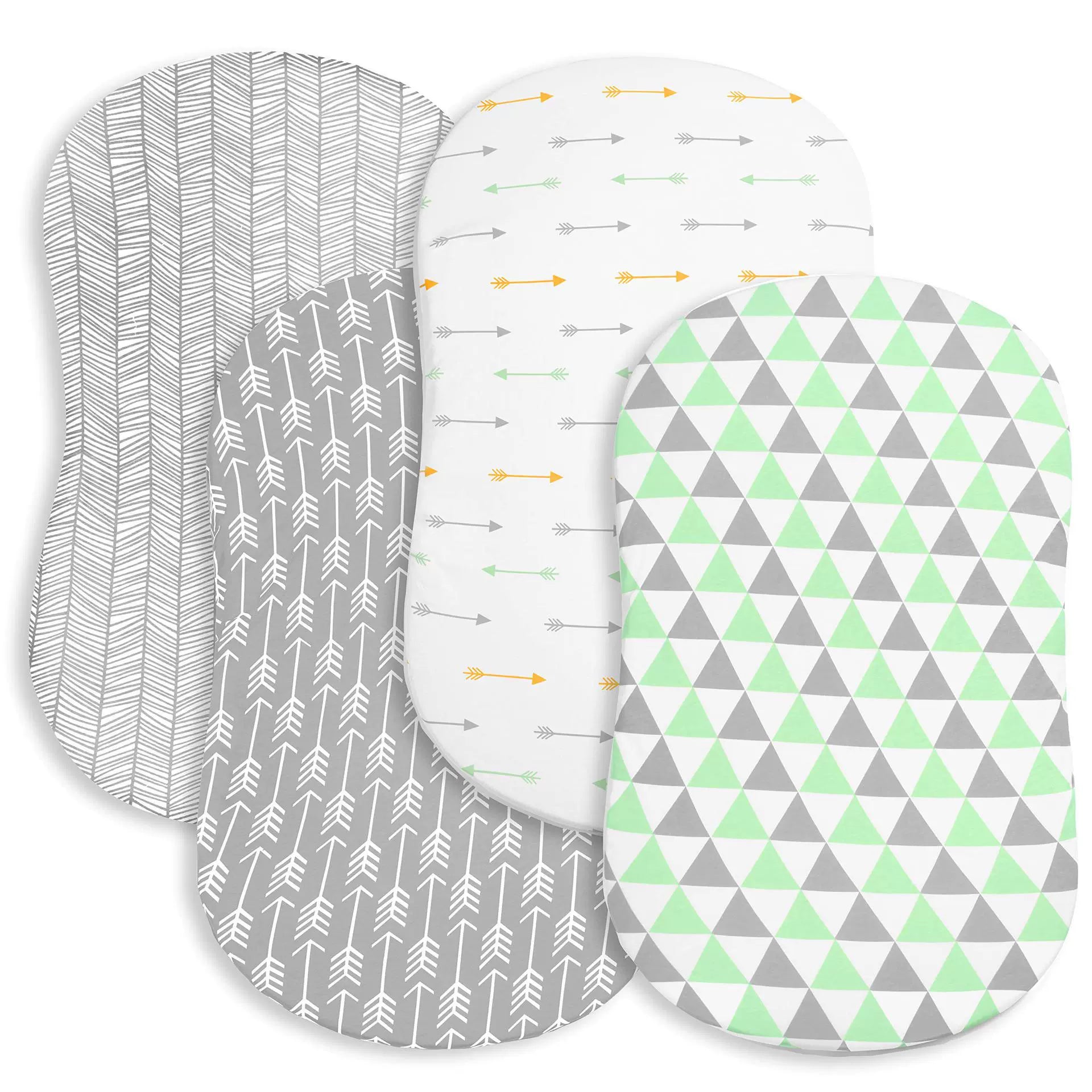 Set 4 Lenzuola Universali per BabyCulla Neonato Grigio-verde – 100% Cotone Morbido