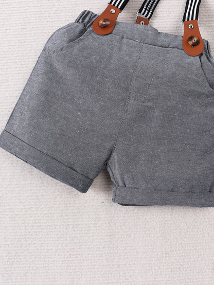Completo elegante bimbo con papillon e bretelle – 3 pezzi Grigio