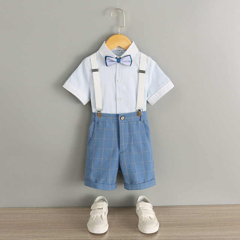 Completo estivo elegante bambino - azzurro a quadretti