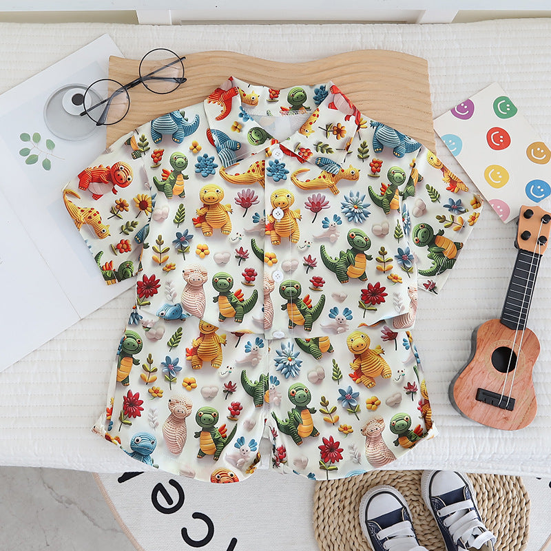 Completo Estivo Bambino con Stampa Animaletti della Giungla