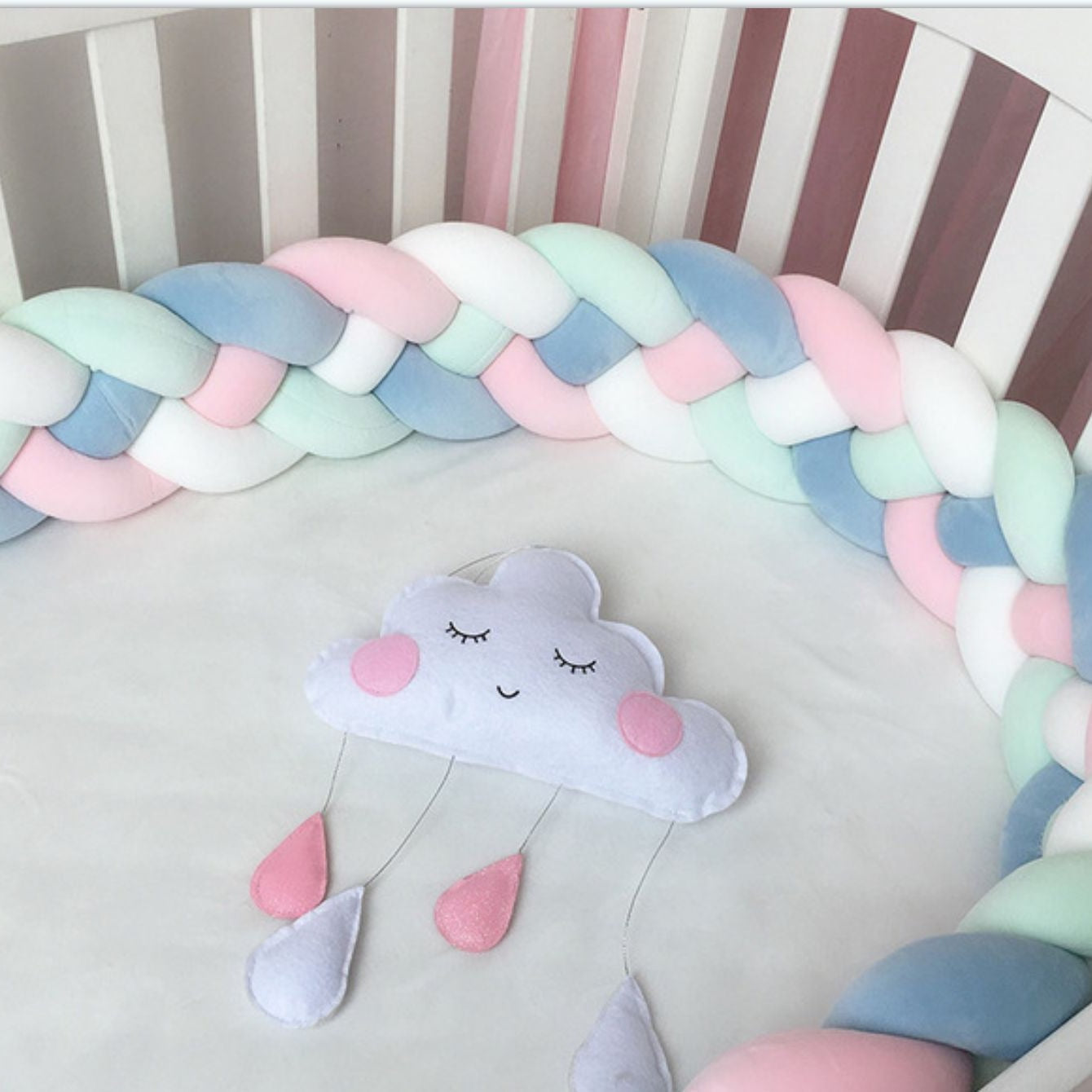 Treccia Paracolpi Neonato 4 Fili – Pastello Multicolor Azzurro