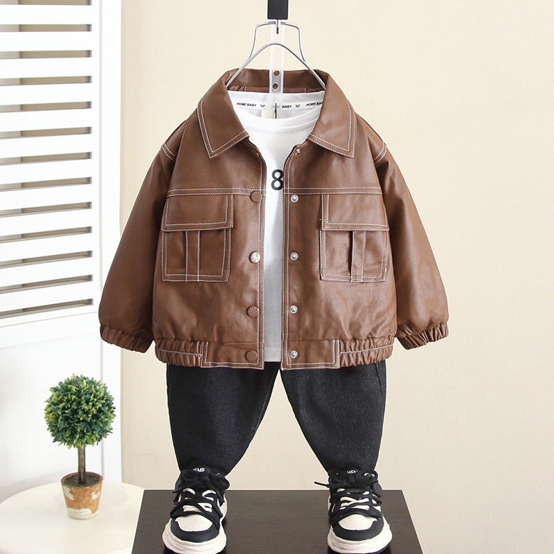 Giacca Bambino in Ecopelle – Stile Casual con Tasche