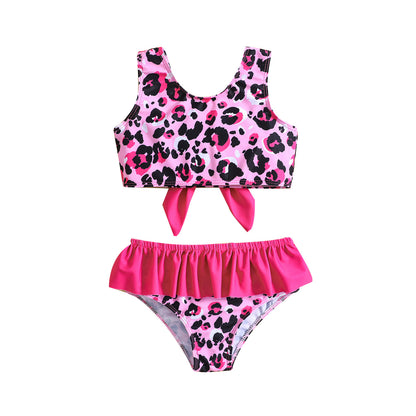 Costume da Bagno Bimba con Stampa Leopardata e Fiocco