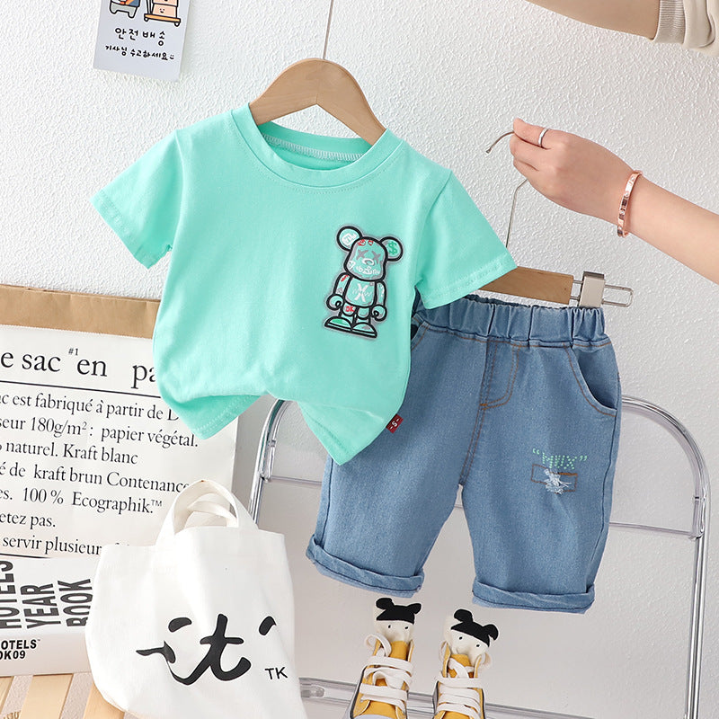 Completo Casual Bambino - T-Shirt e Shorts in Denim