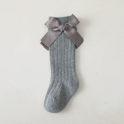 Calze Lunghe Bambina con Fiocco in Raso – Vari Colori