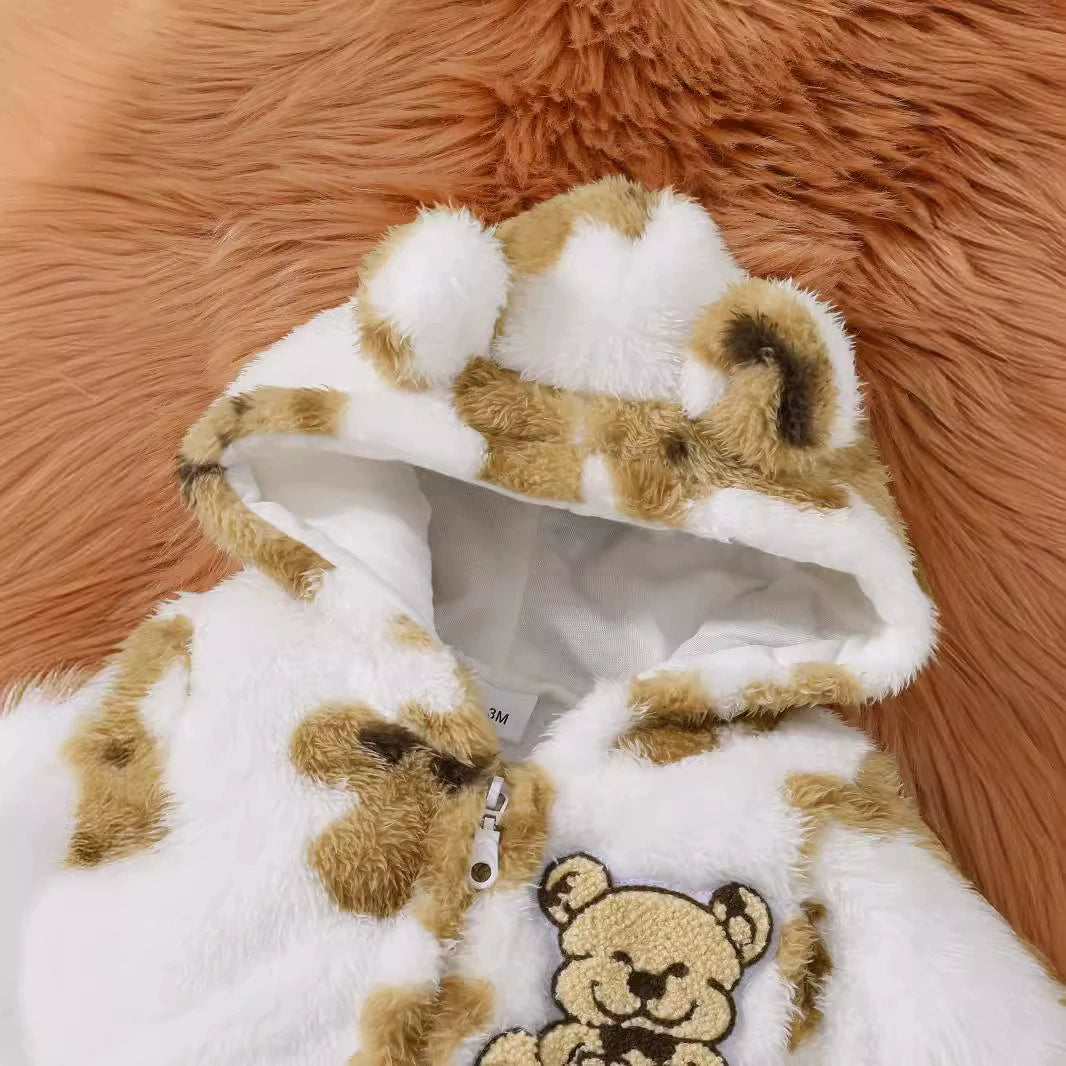 Tutina Invernale Neonato Orsetti – Pile Morbido con Cappuccio