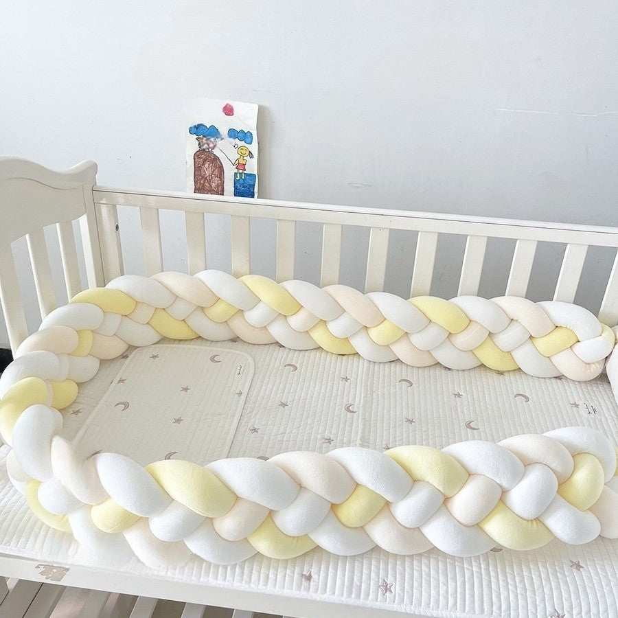 Treccia Paracolpi Neonato 4 Fili – Bianco e Giallo Pastello