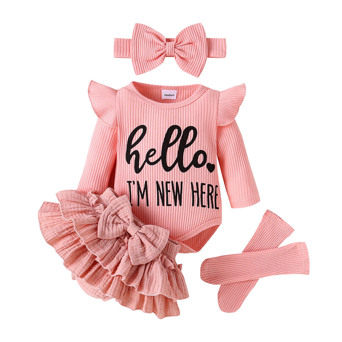 Set Neonata Rosa "Hello, I'm New Here" - Completo Dolcezza