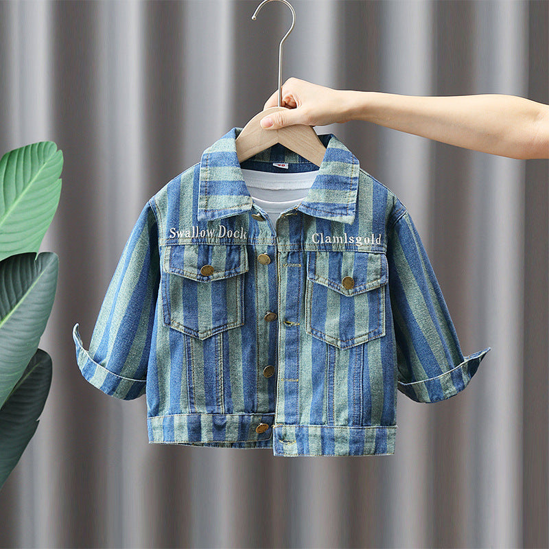 Giacca Bambino in Denim Rigato – "Urban Stripe"