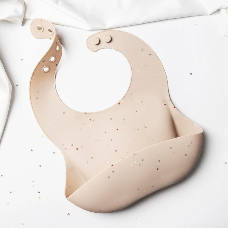 Bavetta in Silicone con Tasca – Effetto Confetti, Antigoccia e Regolabile