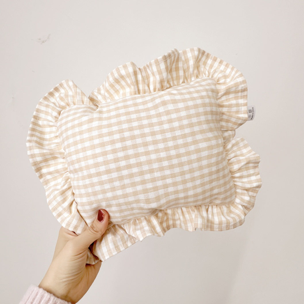 Cuscino Neonato con Volant – Personalizzabile con Nome, Stampa Vichy