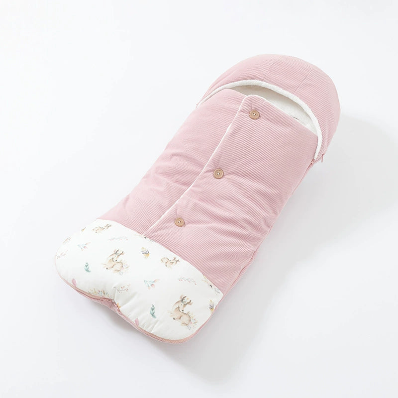 Sacco nanna per passeggino  invernale in velluto a coste – colori neutri con fantasia animaletti