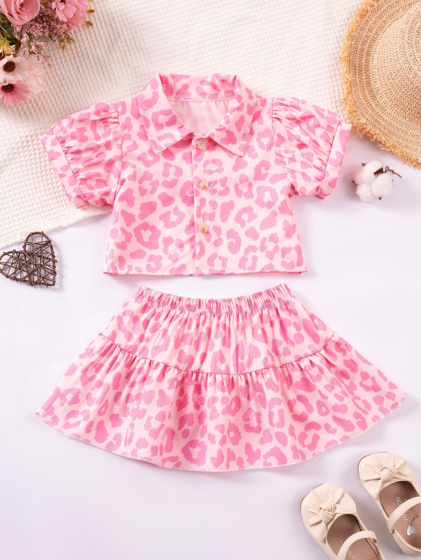 Completo Estivo Bimba Rosa con Stampa Animalier