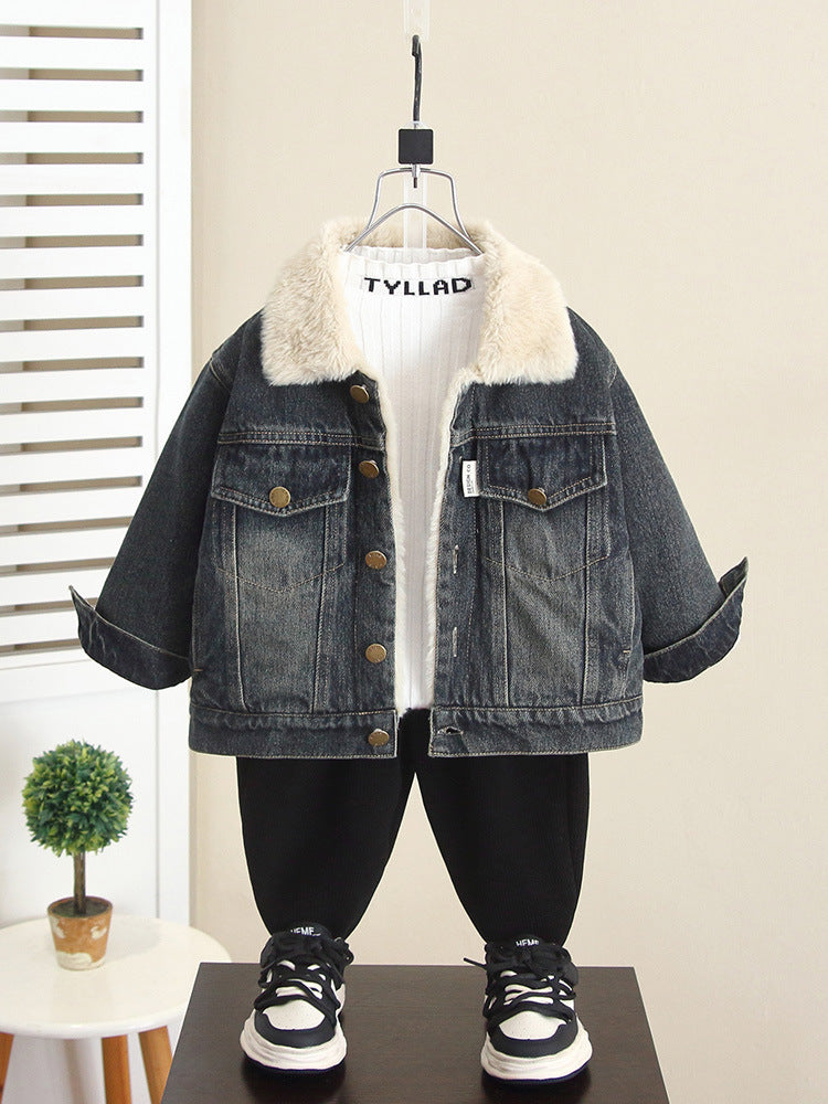 Giacca Jeans Bambino Foderata in Pelliccia – Invernale Calda
