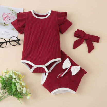 Set Body a Maniche Corte per Bambine con Fasce Coordinate - Colori Vivaci