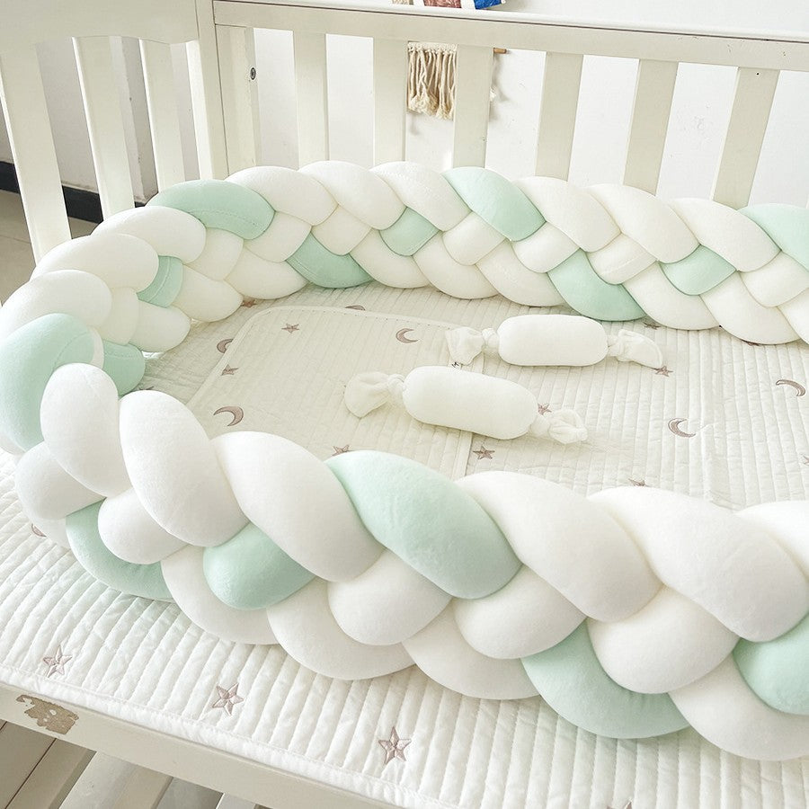 Treccia Paracolpi Neonato 4 Fili – Bianco e Verde Acqua