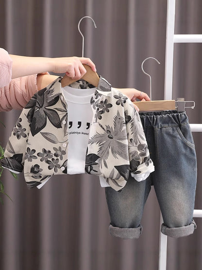 Completo Casual Bambino - Camicia Floreale e Jeans