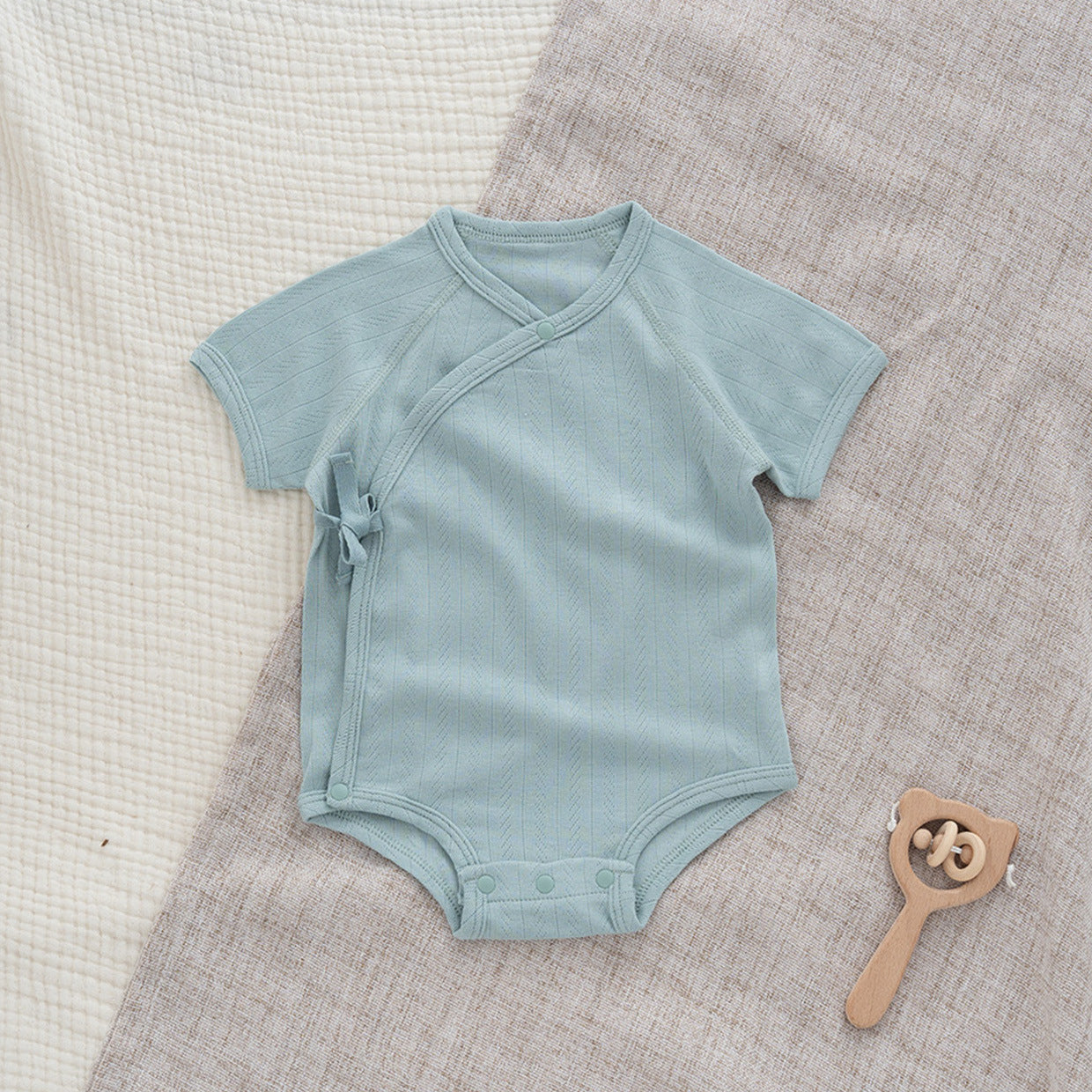 Body manica corta neonato kimono in cotone a costine – 3 colori