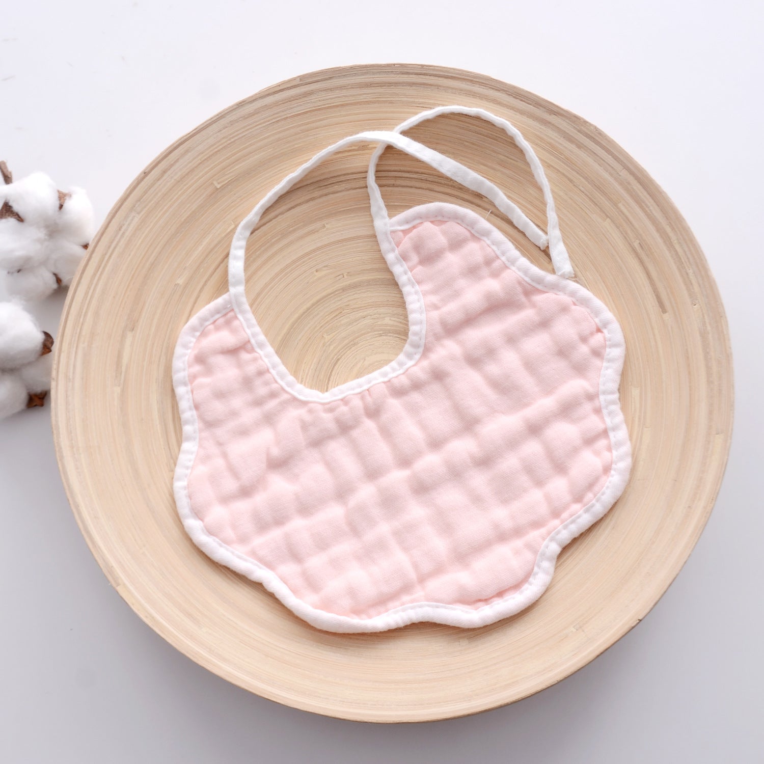 Bavaglino Neonato in Mussola Morbida – Forma a Fiore, 100% Cotone