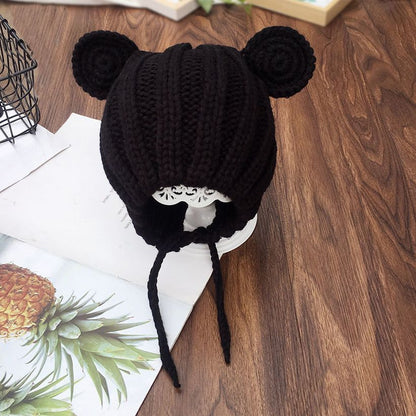 Cappellino Neonato/a Neutro Invernale a Maglia con Orecchie – Disponibile in Vari Colori