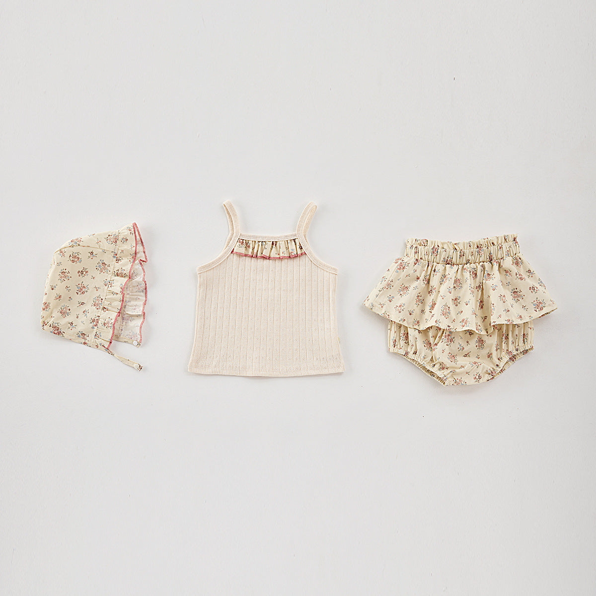 Completo Vintage Estivo 3 Pezzi Neonata/ Bimba