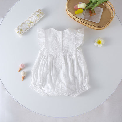 Pagliaccetto Elegante per Bambina con Fiocco Dorato e Fascia Coordinata