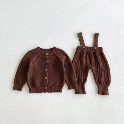 Salopette Bimba  in Maglia Calda con Bretelle